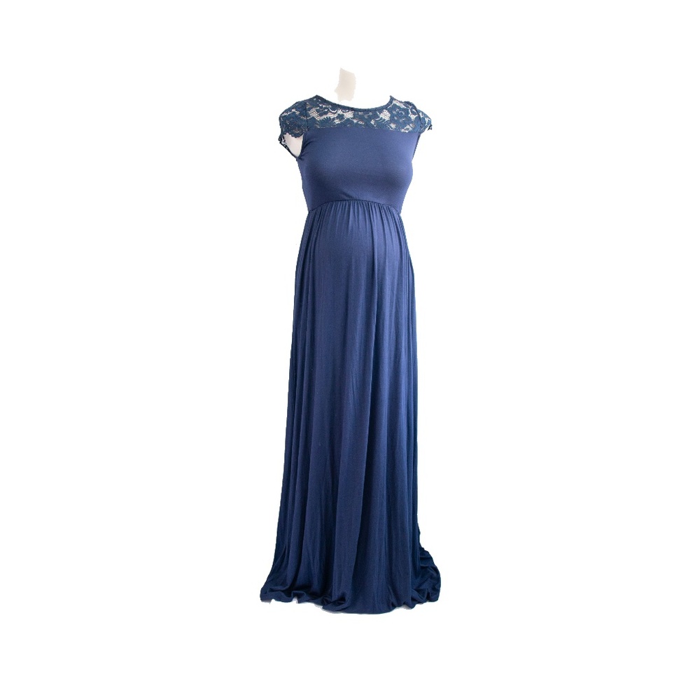 New Lace Yoke Maternity Maxi Dress